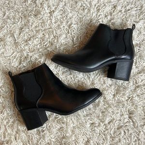 Black leather booties